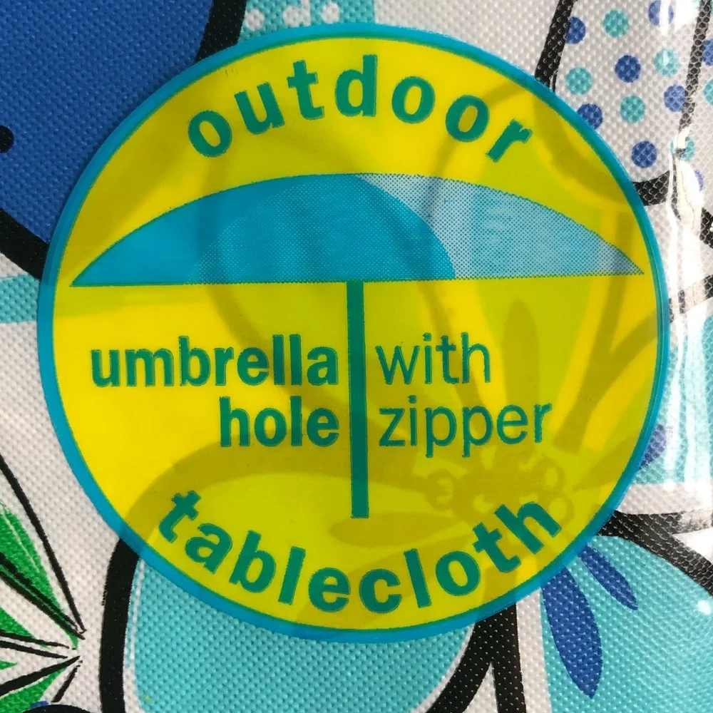 New, in original packaging, set of 3 outdoor vinyl umbrella tablecloths - Picture 2 of 7